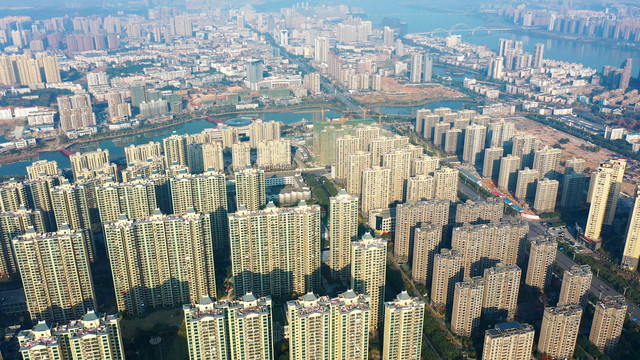 航拍江西吉安恒大帝景小区建筑群