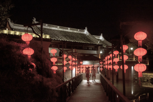 西塘古镇红灯笼夜景