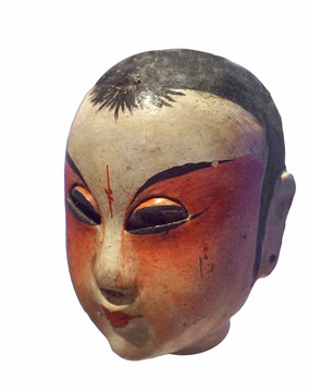 民国时期陕西西安杖头木偶头