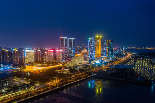 鸟瞰厦门城市夜景