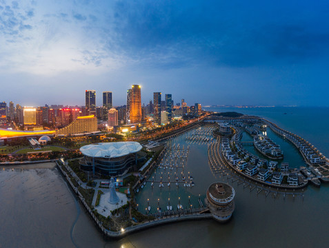 鸟瞰厦门全貌夜景