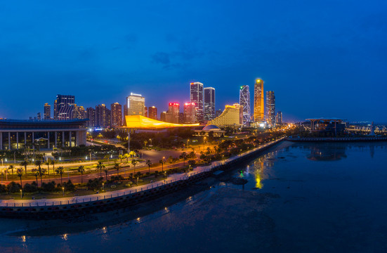 鸟瞰厦门全貌夜景