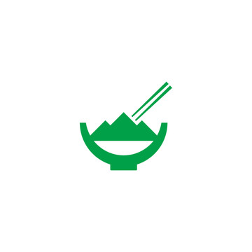 餐饮碗筷子LOGO山标志