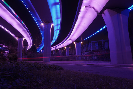 赛博朋克城市建筑夜景