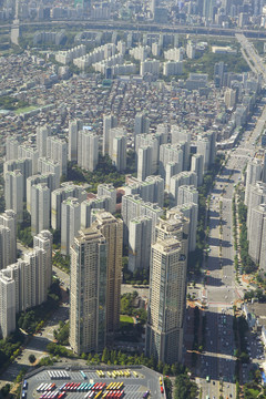 韩国首尔城市风光俯拍