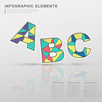 绿色英文字母ABC几何描边三维信息图表