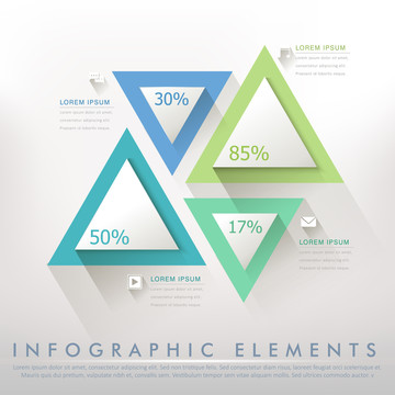 蓝绿色三角形组合色块信息图表