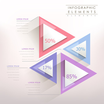粉蓝红色三角形组合色块信息图表