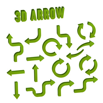 自然绿3D立体箭头组合图标