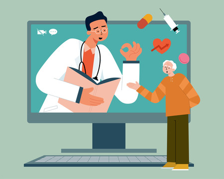 疫情间老年人透过远程视频通话接受远程医疗