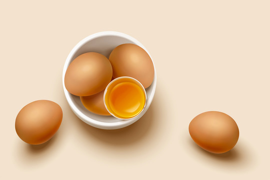 三维写实新鲜土鸡蛋元素