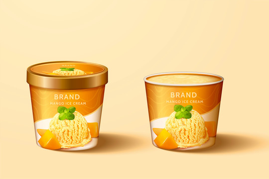 芒果杯装冰淇淋包装设计素材