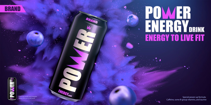 蓝莓口味能量饮料广告横幅