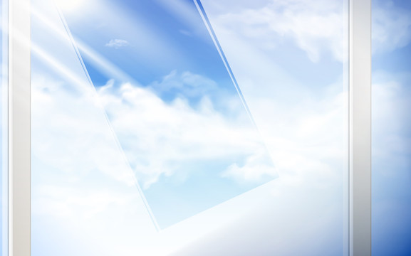 玻璃擦拭痕迹 清晰可见晴朗蓝天插图