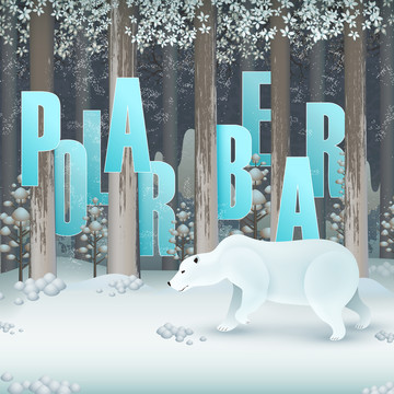 北极熊保育动物英文标语插图设计