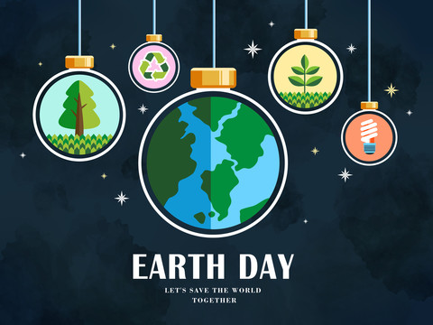 世界地球日 创意圣诞装饰插图海报