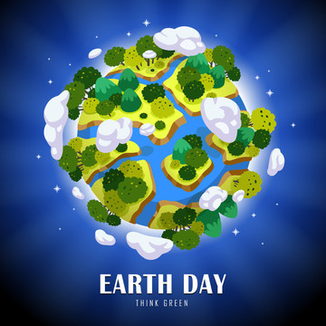 干净绿色生态蓝色海洋 世界地球日海报