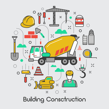 建筑结构相关素材插画标志图