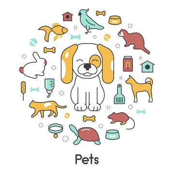 宠物素材插画标志图