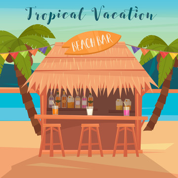 热带海滩酒吧插图 度假风
