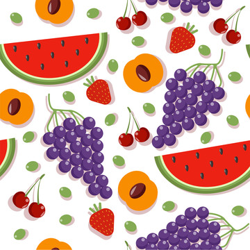 莓果和水果的无缝模式插画