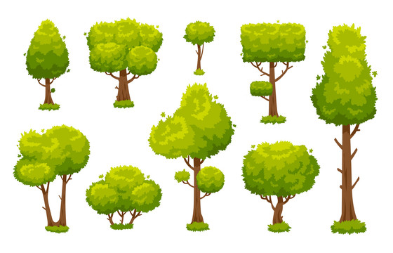 树木元素卡通设计插图