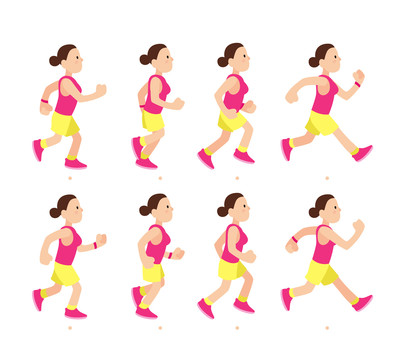 女人跑步创意设计插图