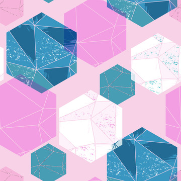 粉彩色六角水晶体不规则几何面插图