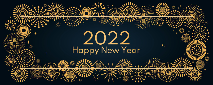 2022新年金色烟花设计海报