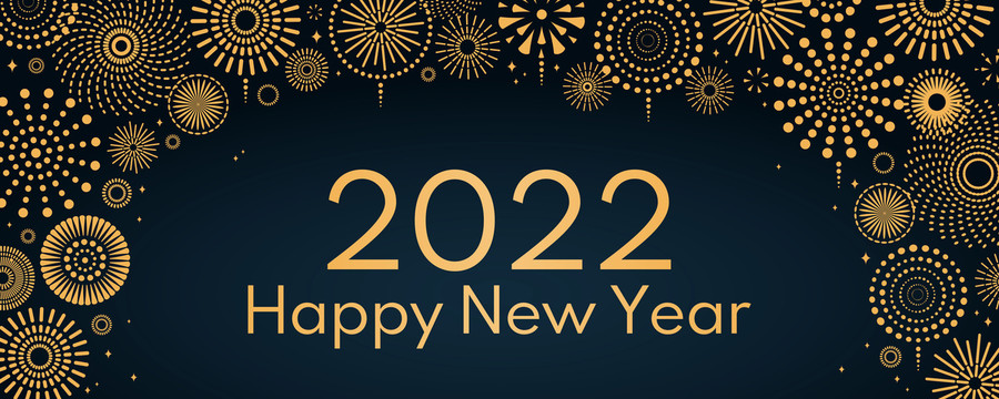 2022新年金色烟花设计海报