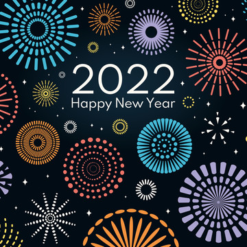 2022新年炫彩烟花设计海报