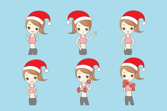 冬季佩戴圣诞发饰各类工作女生插图集合