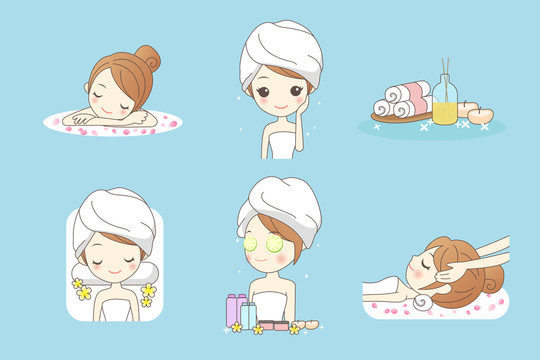 少女享受泡澡按摩美容插图