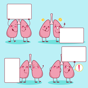 卡通肺部器官伙伴持纸卡插图