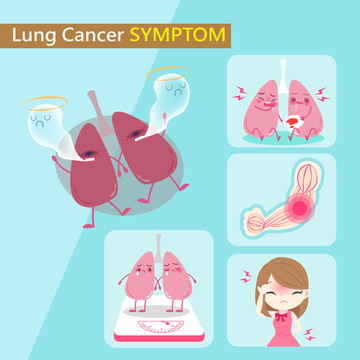 患有肺癌征兆卡通插图