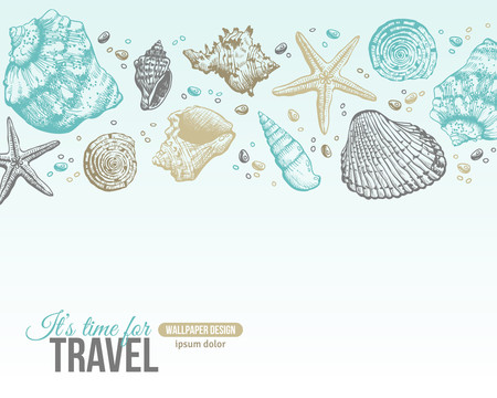 海洋贝壳旅游素描图
