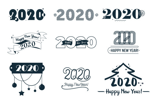 2020跨年庆祝艺术字型集合图