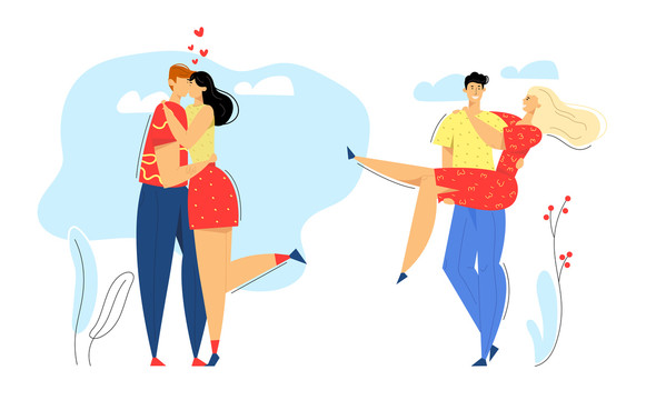 热恋情侣的肢体互动插图
