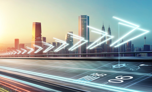 未来科技数据可视化公路吉隆坡黄昏市景封面设计