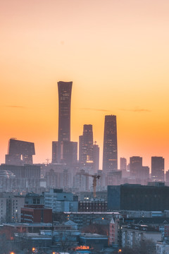 北京日出城市风光