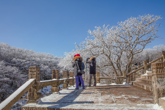 黄山排云楼雪景