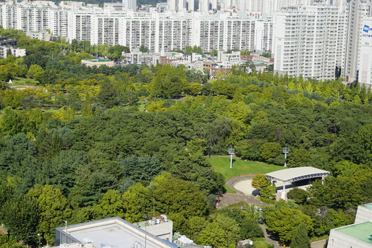 韩国水原孝园公园俯拍