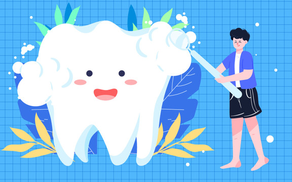 国际爱牙日牙齿健康口腔刷牙插画