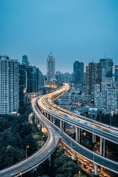 上海延安高架城市风光