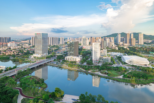 广州南沙区蕉门大桥两岸风景