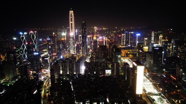 深圳CBD中央商务区建筑群夜景