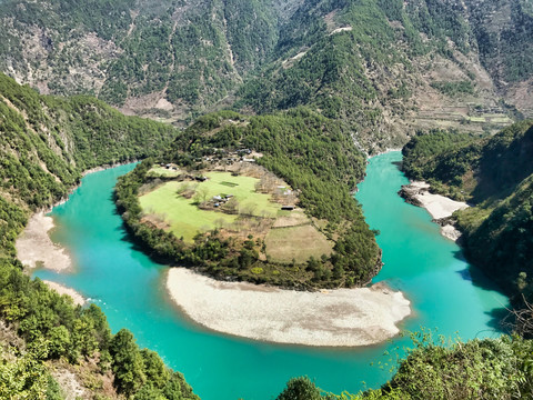 大山江水原野自然风光