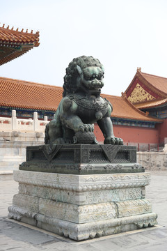 北京紫禁城故宫铜狮子
