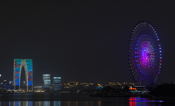 苏州金鸡湖建筑夜景