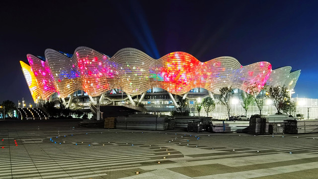 十四运比赛场馆西安奥体中心夜景